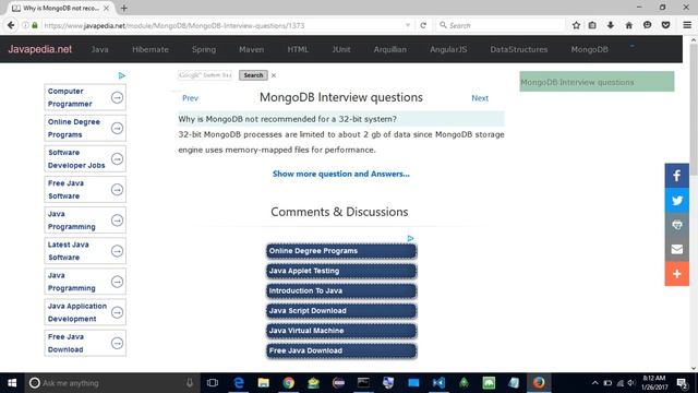 Why is MongoDB not recommended for a 32-bit system?
| javapedia.net смотреть онлайн