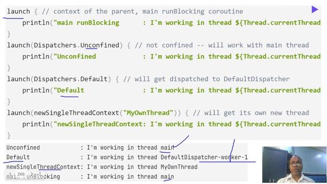 Kotlin Coroutine Asynchronous, Context dispatchers - Unconfined Default newSingleThreadContext смотреть онлайн