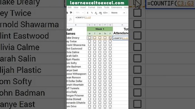 Make Attendance Sheet Online with Checkboxes Google sheet formula to count workdays - #Gsheets смотреть онлайн