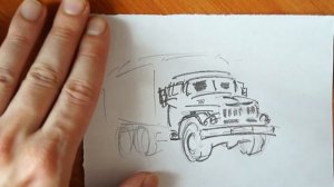 Как нарисовать ЗИЛ 131 простой быстрый рисунок