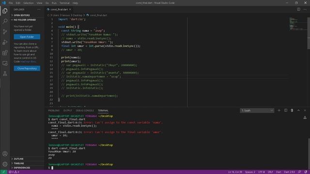 Penjelasan mengenai apa itu const, final dan static - Dart OOP - Bahasa Indonesia смотреть онлайн