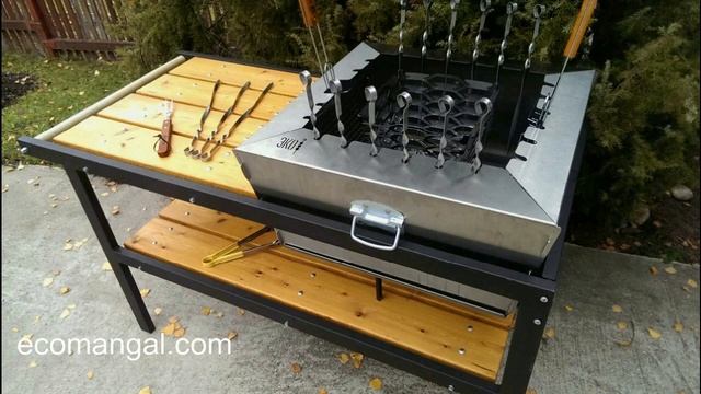 Вертикальный мангал - гриль. Эко мангал Vulkan со столом. смотреть онлайн