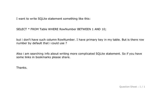 iOS : Select statement in SQLite recognizing row number смотреть онлайн
