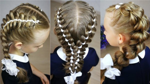 3 Back to school hairstyles! Ribbon braids.