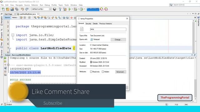 File Attributes and last modified date and time in Java смотреть онлайн