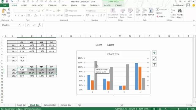 Excel Dashboard Course #10 - Excel Interactive Controls (Scrollbar, Spin Button, Checkbox, Combobox смотреть онлайн