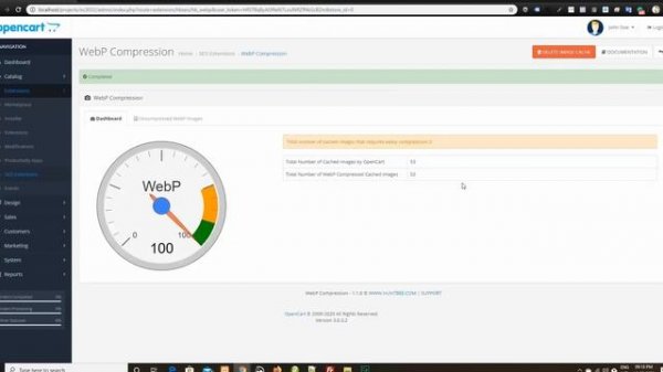 WebP Image Compression for OpenCart - Installation Demo