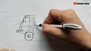 Как нарисовать Камаз Ручкой поэтапно