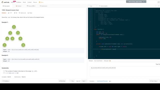 Алгоритмы и структуры данных | Вопросы на собеседовании | 1302. Deepest Leaves Sum смотреть онлайн