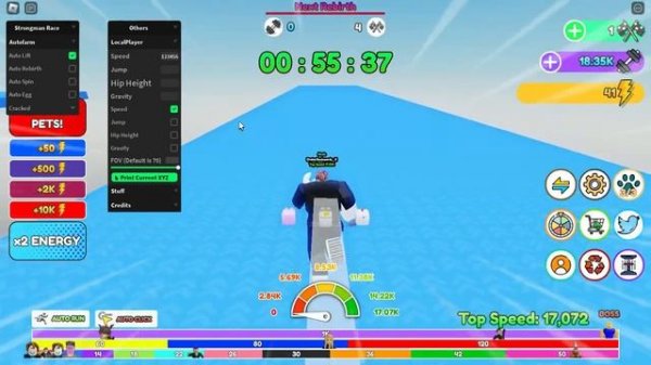 Strongman Race Script | Auto Lift, Auto Rebirth, Auto Spin, Auto Egg, LocalPlayer, etc.