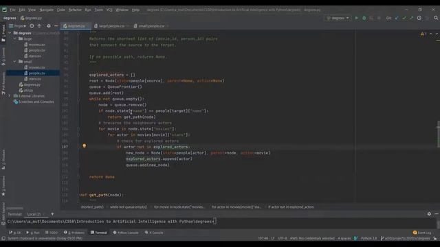 CS50’s Introduction to Artificial Intelligence with Python - Project 0a: Degrees смотреть онлайн