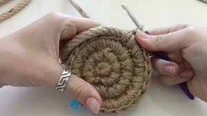 Корзина из джута укреплённая канатом. Корзинка крючком