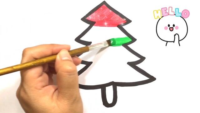 Kак нарисовать елку | How to draw a christmas tree | การวาดและระบายสีต้นคริสต์มาส смотреть онлайн