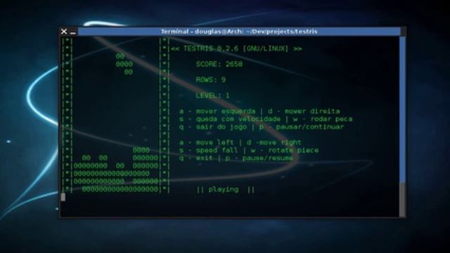 Testris | A text terminal Tetris clone in pure C Language смотреть онлайн