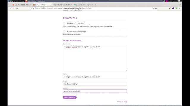 Web Security Academy | XSS | 13 - DOM XSS Stored смотреть онлайн
