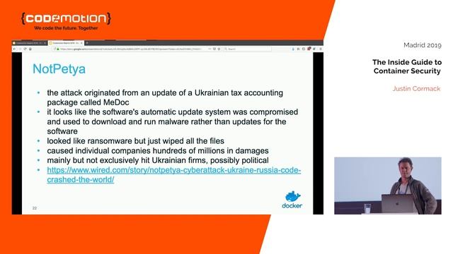 Codemotion Madrid 2019 I The Inside Guide to Container Security, Justin Cormack, Engineer, Docker смотреть онлайн
