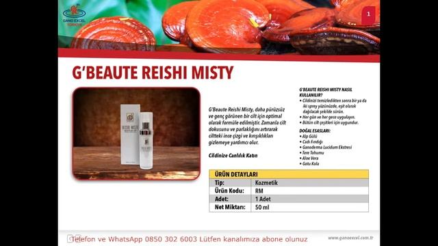 Gano Excel G'Beaute Reishi Misty Ganoderma Lucidum Kırmızı Reishi Mantarı Özütlü Krem ve Faydaları смотреть онлайн