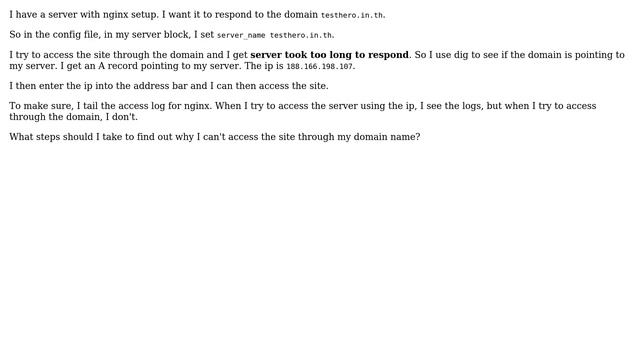 Nginx server responds to ip but not domain name смотреть онлайн