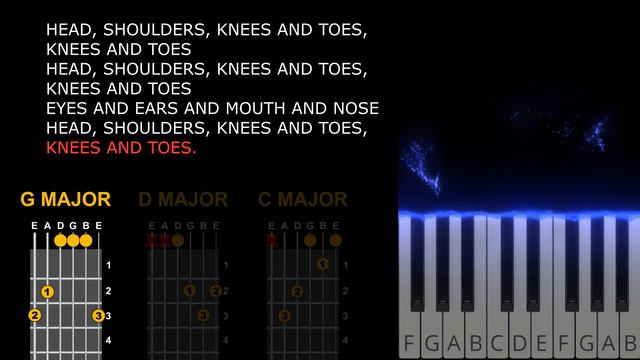 Head, Shoulders, Knees And Toes (instrumental) With Karaoke Lyrics And Guitar Chords