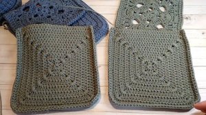 Сумка " Планшет " из хлопкового шнура .Бабушкин квадрат . МК