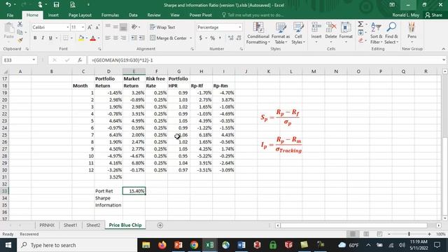 Computing the Information and Sharpe Ratios in Excel смотреть онлайн