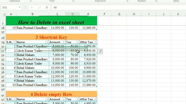 How to #delete In #excel sheet ? Excel मे #delete कैसे करे ? смотреть онлайн