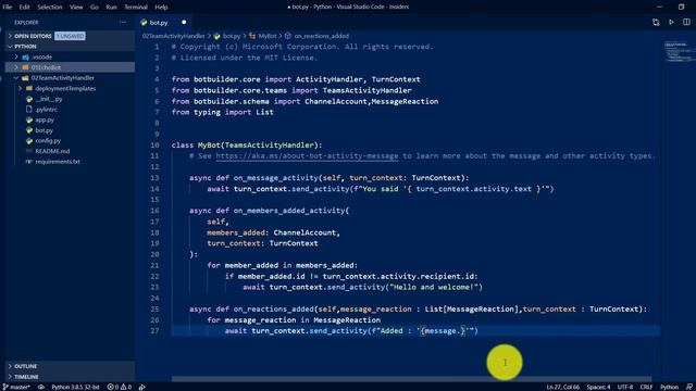 02 - Handling Teams events in Python Bot #Python смотреть онлайн