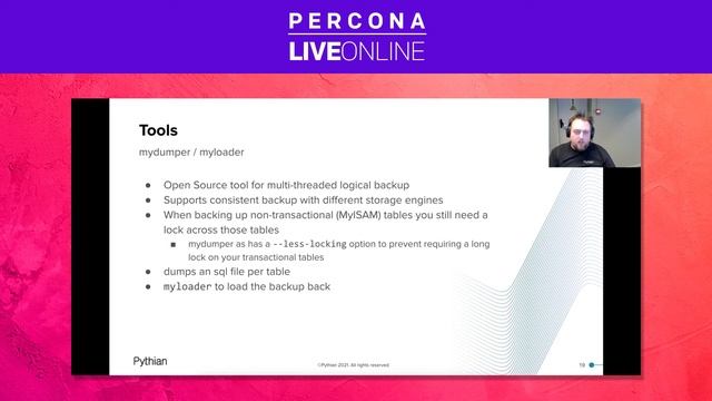 Matthias Crauwels - Pythian - MySQL Backup Solutions in 2021 - Percona Live 2021 смотреть онлайн