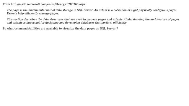 Databases: What commands are available to visualize the data pages on SQL Server? смотреть онлайн