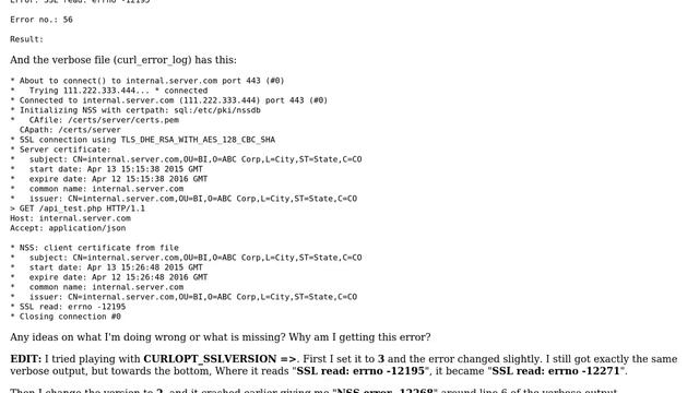DevOps & SysAdmins: PHP cURL call returning error 56 with NSS error -12195 смотреть онлайн