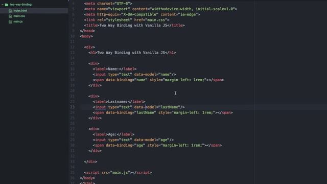 Two-way data binding with Vanilla JS смотреть онлайн