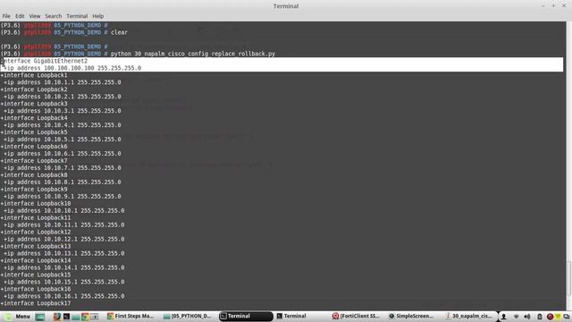 Python NAPALM example Cisco configuration replace rollback compare commit | Part 34| смотреть онлайн