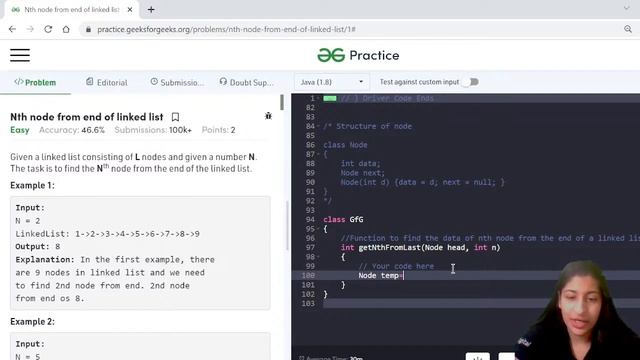 Nth node from the end of a linked list | Anvita Bansal | GeeksforGeeks JAVA смотреть онлайн