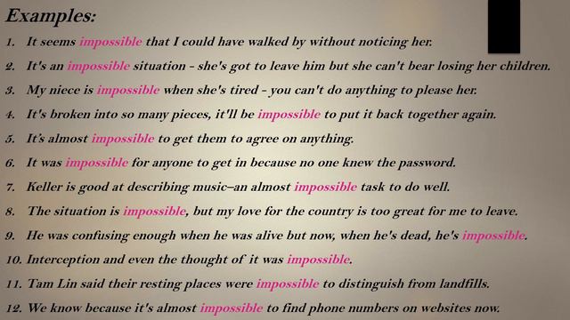 Impossible Meaning and Example Sentences смотреть онлайн