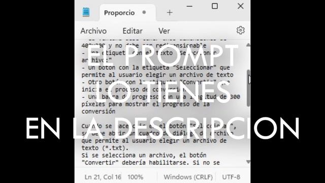 PROMPT Y CÓDIGO PARA CREAR UN PROGRAMA PARA CONVERTIR .TXT A .PDF смотреть онлайн