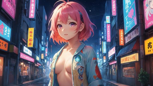 Neon Tokyo with your Waifu _ 80's Vaporwave Beats - to game, work & relax