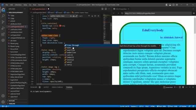 CSS property : visibility , text-decoration and float in web development using HTML, CSS and JS смотреть онлайн