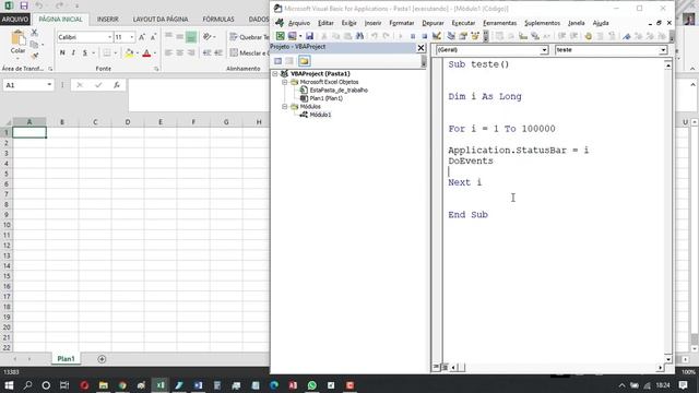 EXCEL VBA INTERMEDIÁRIO 2020 BARRA DE STATUS E DOEVENTS EVITAR TRAVAMENTO смотреть онлайн