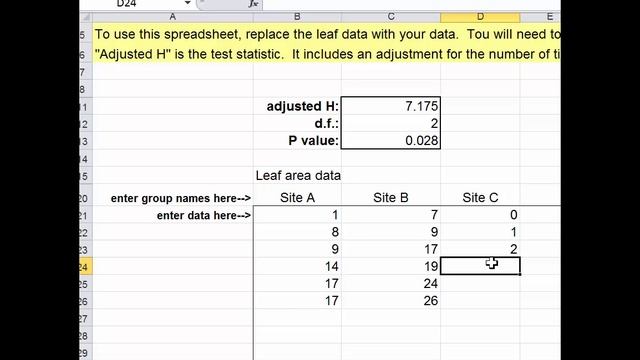 Kruskal Wallis Test Excel Spreadsheet смотреть онлайн