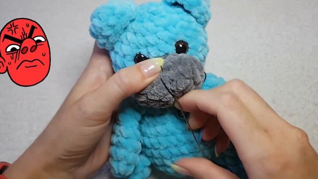 Оформляем мордочку игрушке мишке ♡ Утяжка, вышивка носика ♡ Уроки вязания для начинающих. смотреть онлайн