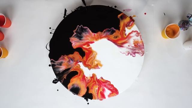 CRIMSON Embrace? BOLD Contrast! Black & White + RED ?❤️ Acrylic Pouring Abstract Canvas Painting смотреть онлайн