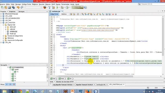 aula 5286 java para web III JSTL FUNCTIONS contains containsIgnoreCase para verificar se uma stri смотреть онлайн