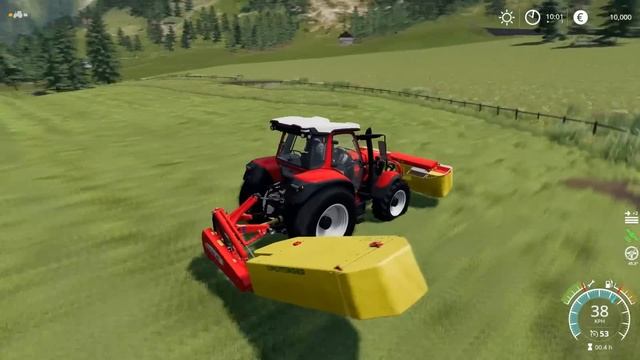 Mowing fields, teddering & windrowing | Animals on Erlengrat | Farming Simulator 19 | Episode 1 смотреть онлайн