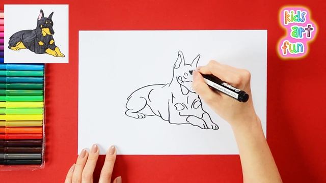 How to draw a Doberman dog смотреть онлайн