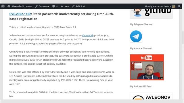 Gitlab OmniAuth Static Passwords and stored XSS смотреть онлайн