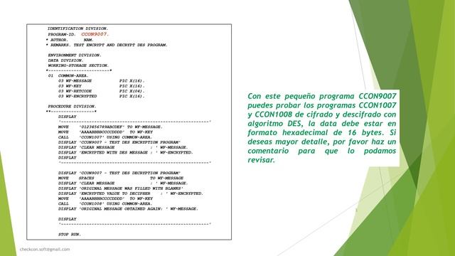 SP11 OPENCOBOLIDE ALGORITMO DES CIFRA Y DESCIFRA DATA IMPLEMENTACION checkcon смотреть онлайн
