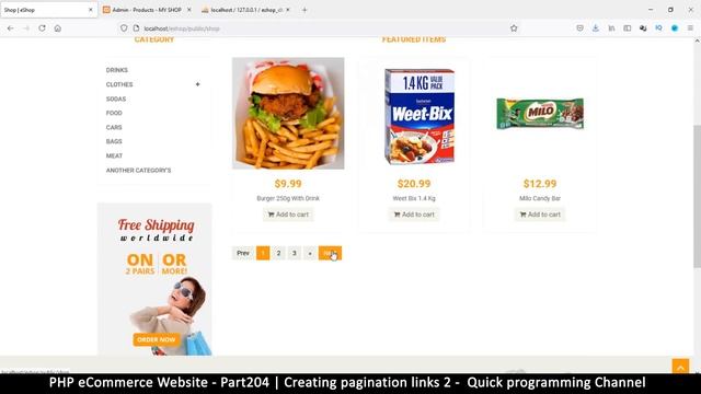 #204 PHP Ecommerce website development | Creating pagination links 2 | MVC OOP - Quick programming смотреть онлайн