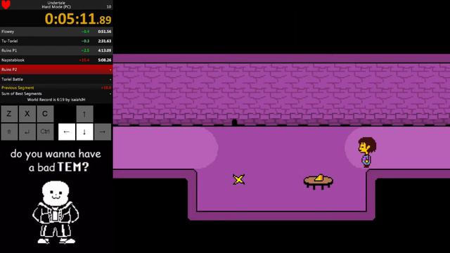 Undertale - Hard Mode Speedrun (PB: 9:00) смотреть онлайн