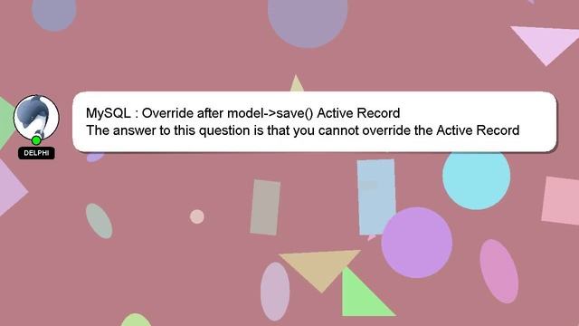 MySQL : Override after model- save() Active Record смотреть онлайн