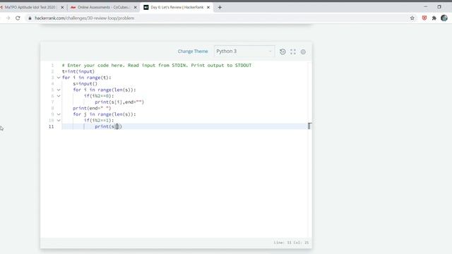 HackerRank 30 days of Code| Day 6 Let's Review in python. смотреть онлайн